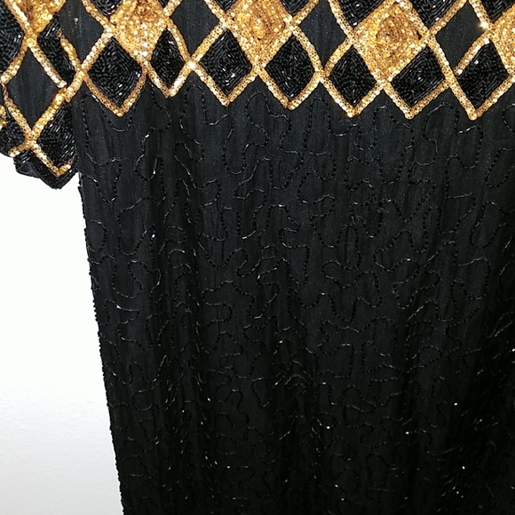 NWOT! CLASSY/VTG SILK, SEQUIN AND BEADED DRESS!! - Picture 2 of 4